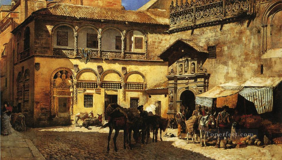 Plaza del Mercado Frente a la Sacristía y Portal de la Catedral Árabe de Granada Edwin Lord Weeks Pintura al óleo